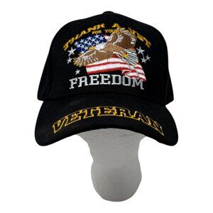 Veteran Embroidered Ball Cap Eagle Flag Design Thank A Veteran NEW w/o Tag